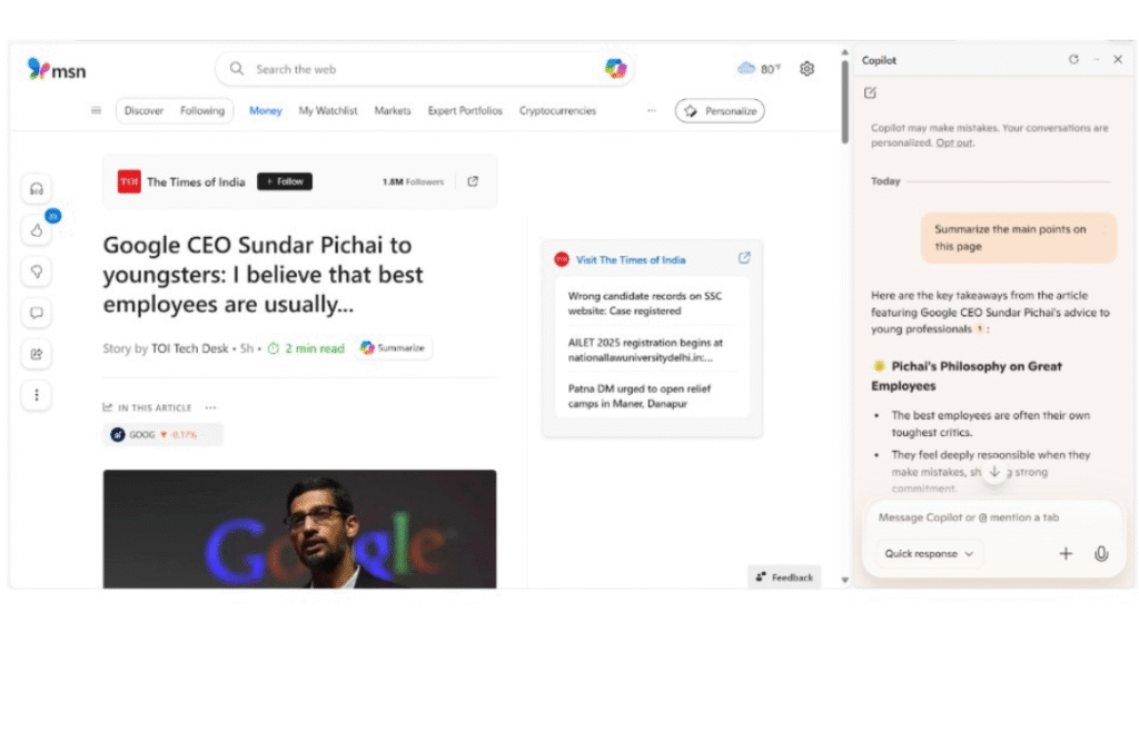 Example: Bing CoPilot’s Contextual Layer